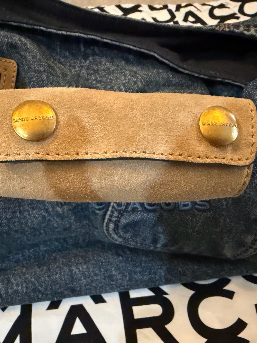 Marc Jacobs Denim Sack Bag with Tan Suede Accents - Picture 5 of 13